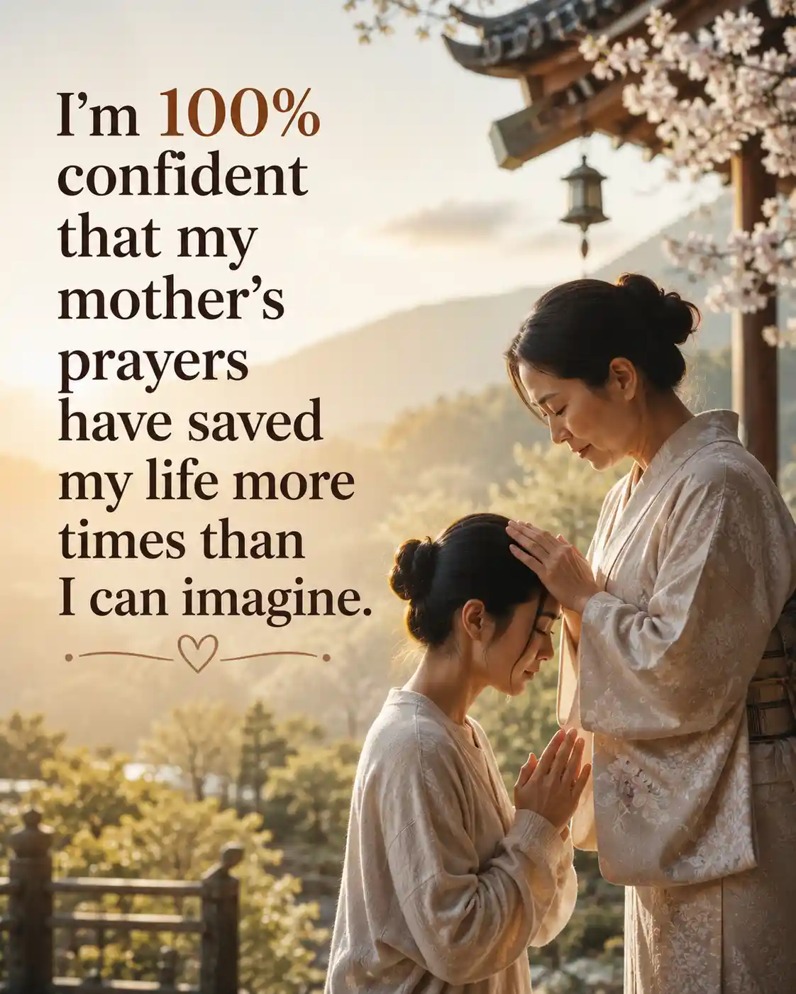 I'm 100% confident that my mother's prayers have saved my life more times than I can imagine