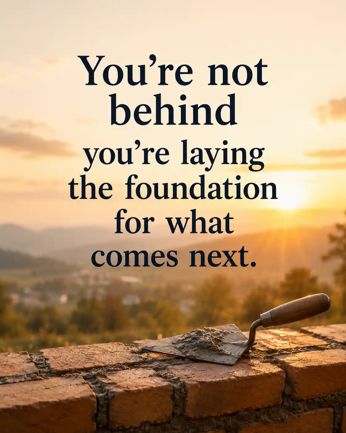 You're not behind you're laying the foundation for what comes next