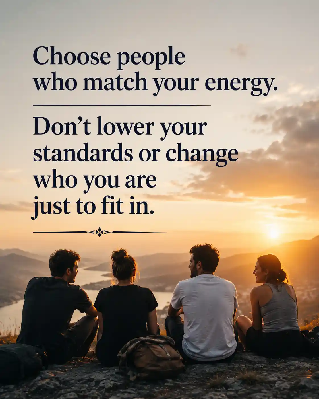 Choose people who match your energy. Don’t lower your standards or change who you are just to fit in
