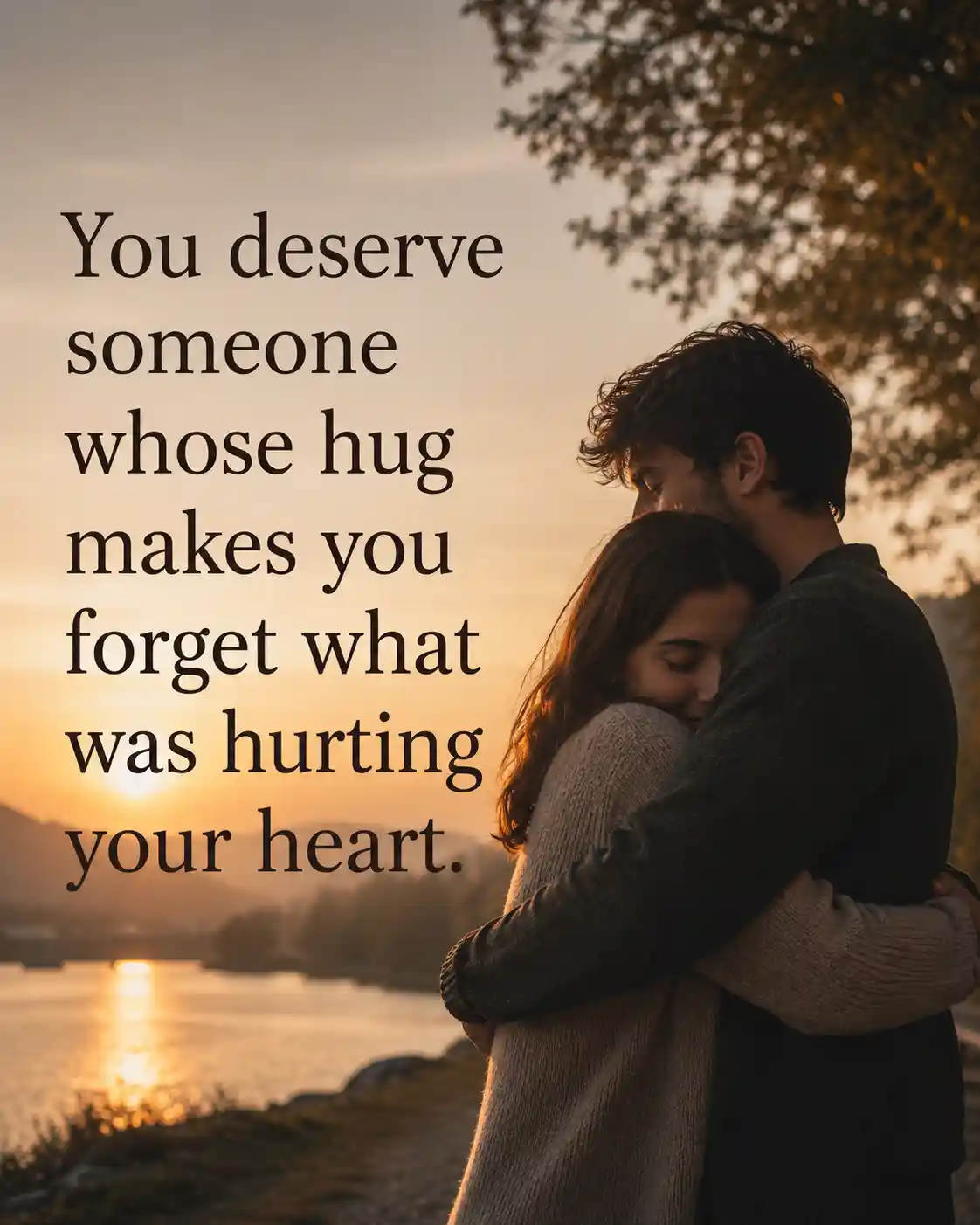 You deserve someone whose hug makes you forget what was hurting your heart