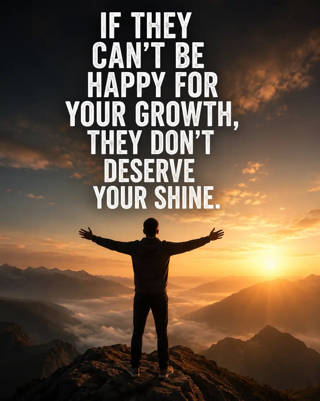 If they can't be happy for your growth, they don't deserve your shine.