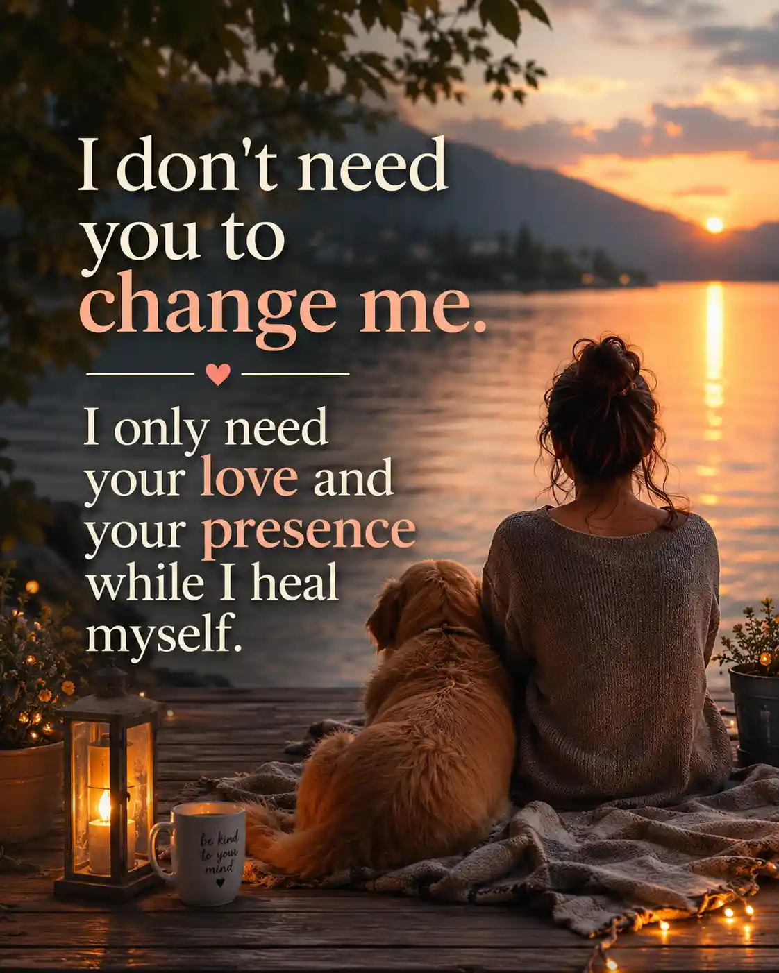 I don't need you to change me. I only need your love and your presence while I heal myself