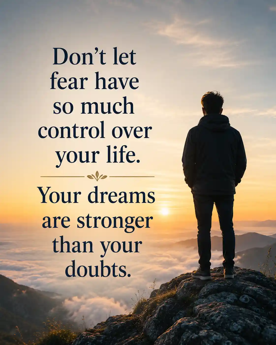 Don't let fear have so much control over your life. Your dreams are stronger than your doubts