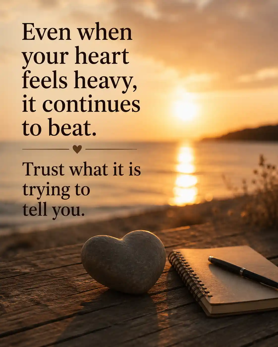 Even when your heart feels heavy, it continues to beat. Trust what it is trying to tell you