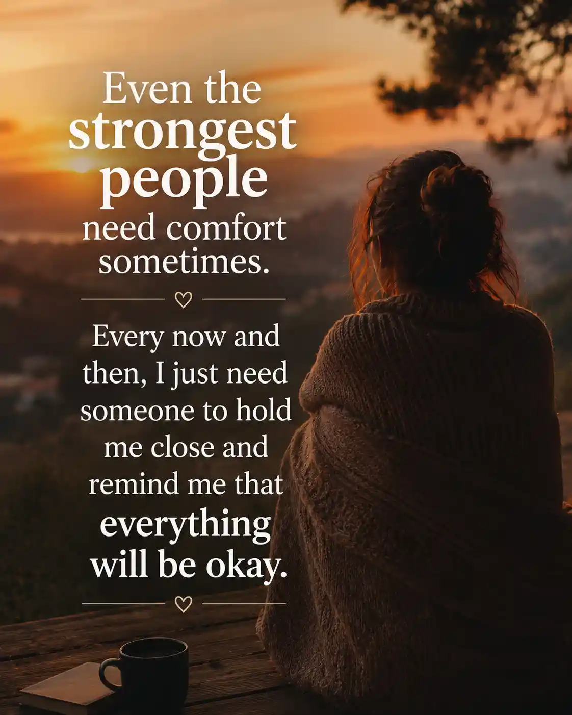 Even the strongest people need comfort sometimes. Every now and then, I just need someone to hold me close and remind me that everything will be okay