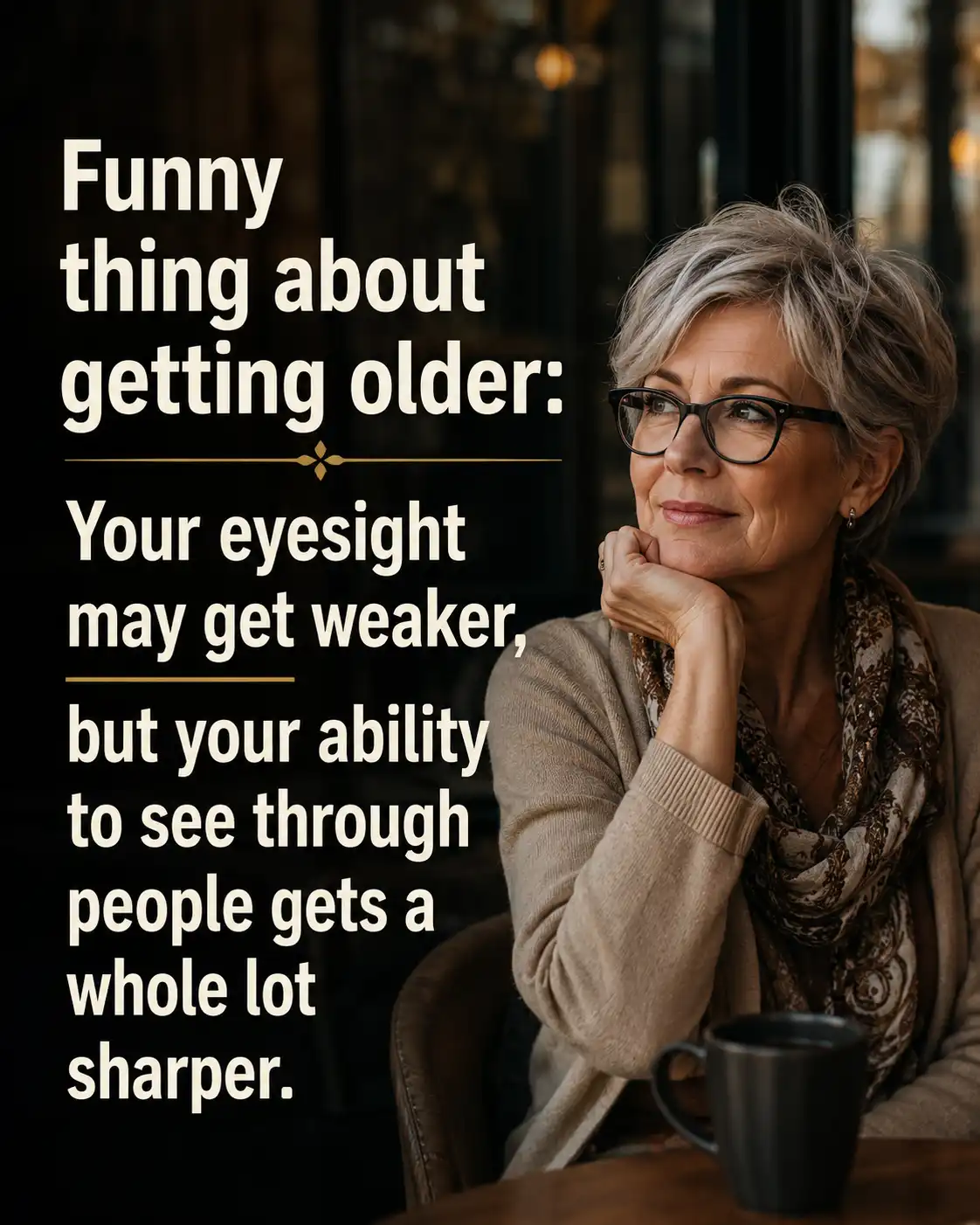 Funny thing about getting older: Your eyesight may get weaker, but your ability to see through people gets a whole lot sharper.