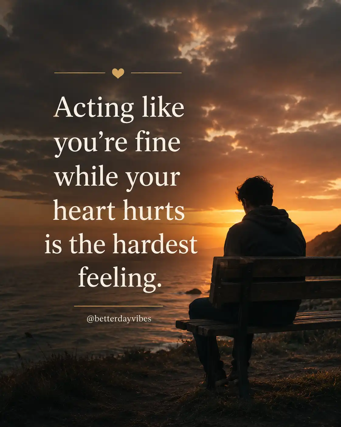 Acting like you're fine while your heart hurts is the hardest feeling.