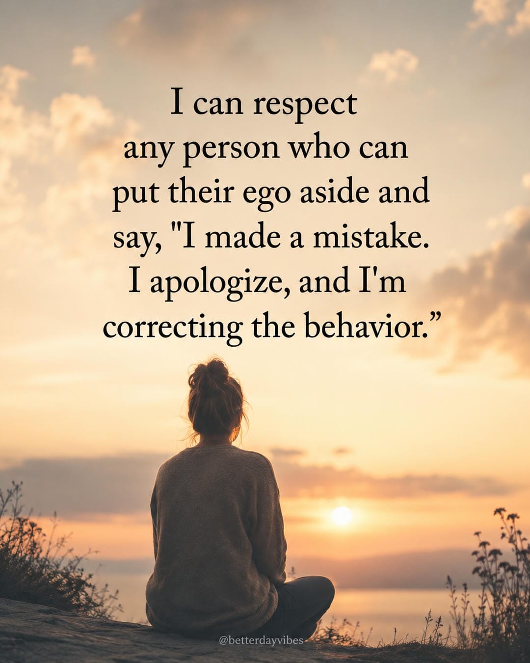 I can respect any person who can put their ego aside and say, I made a mistake. I apologize, and I'm correcting the behavior