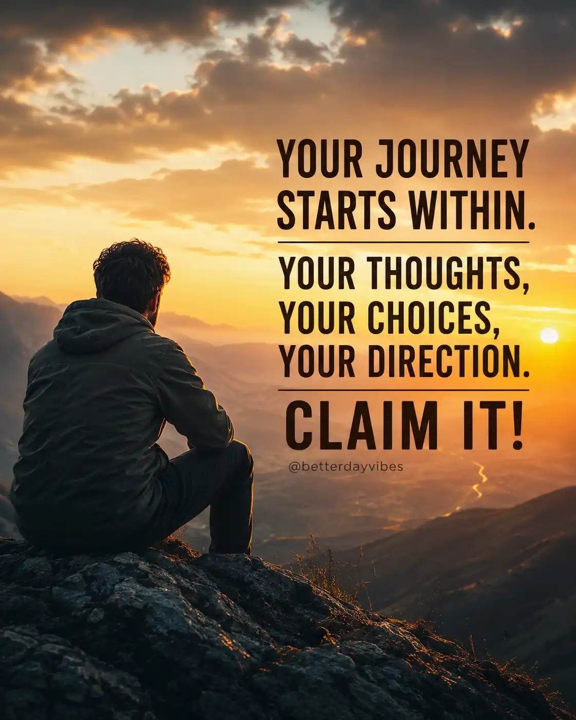Your journey starts within. Your thoughts, your choices, your direction. Claim it!