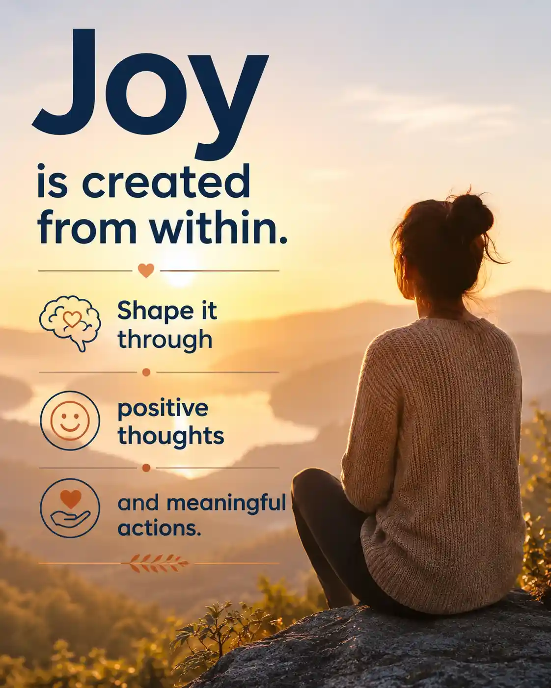 Joy is created from within. Shape it through positive thoughts and meaningful actions
