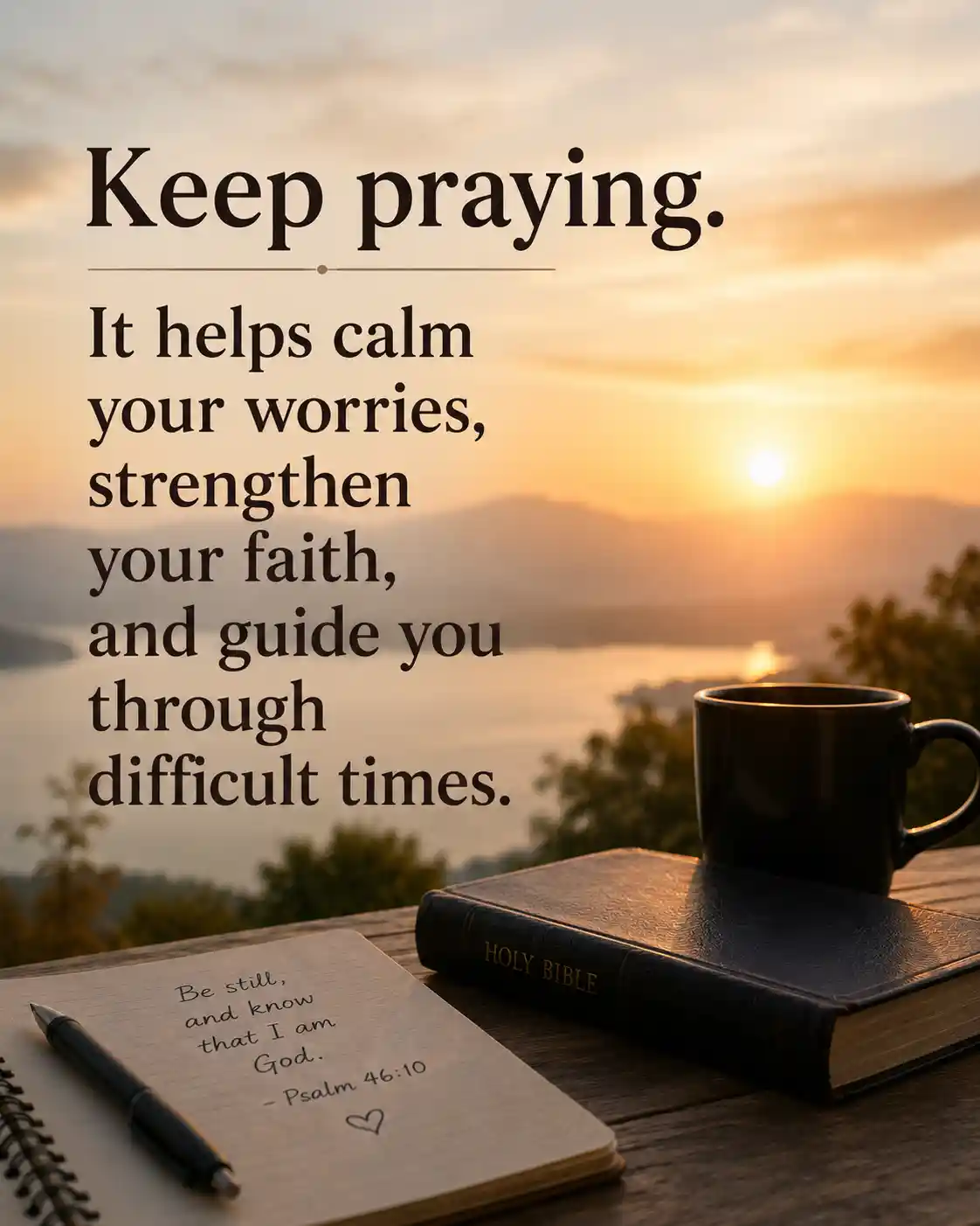 Keep praying. It helps calm your worries, strengthen your faith, and guide you through difficult times