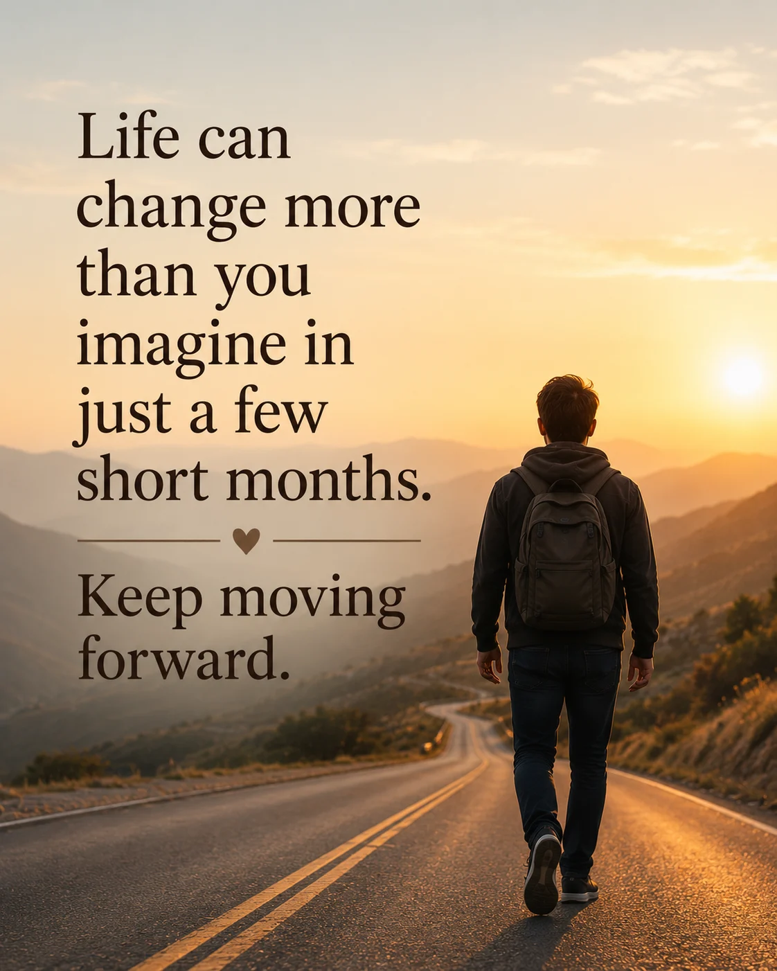 Life can change more than you imagine in just a few short months. Keep moving forward.