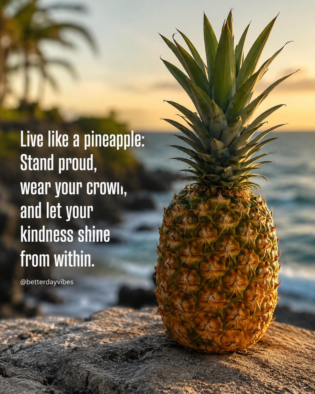 Live like a pineapple Stand proud, wear your crown, and let your kindness shine from within