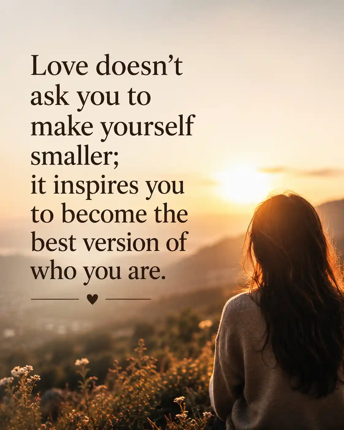 Love doesn’t ask you to make yourself smaller; it inspires you to become the best version of who you are