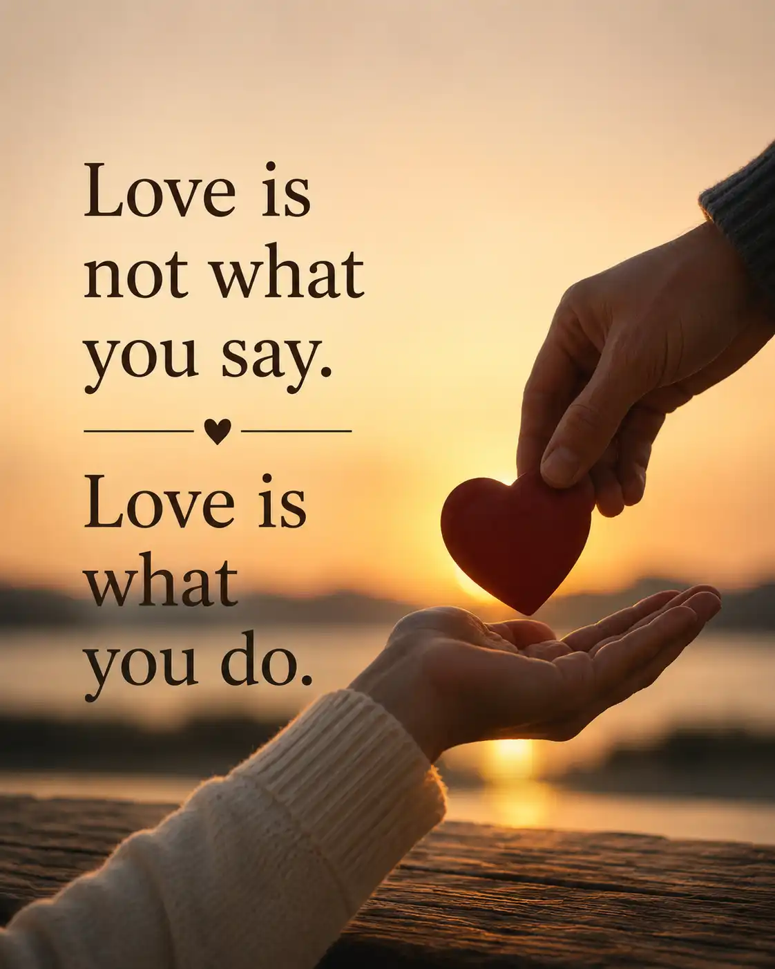 Love is not what you say. Love is what you do.