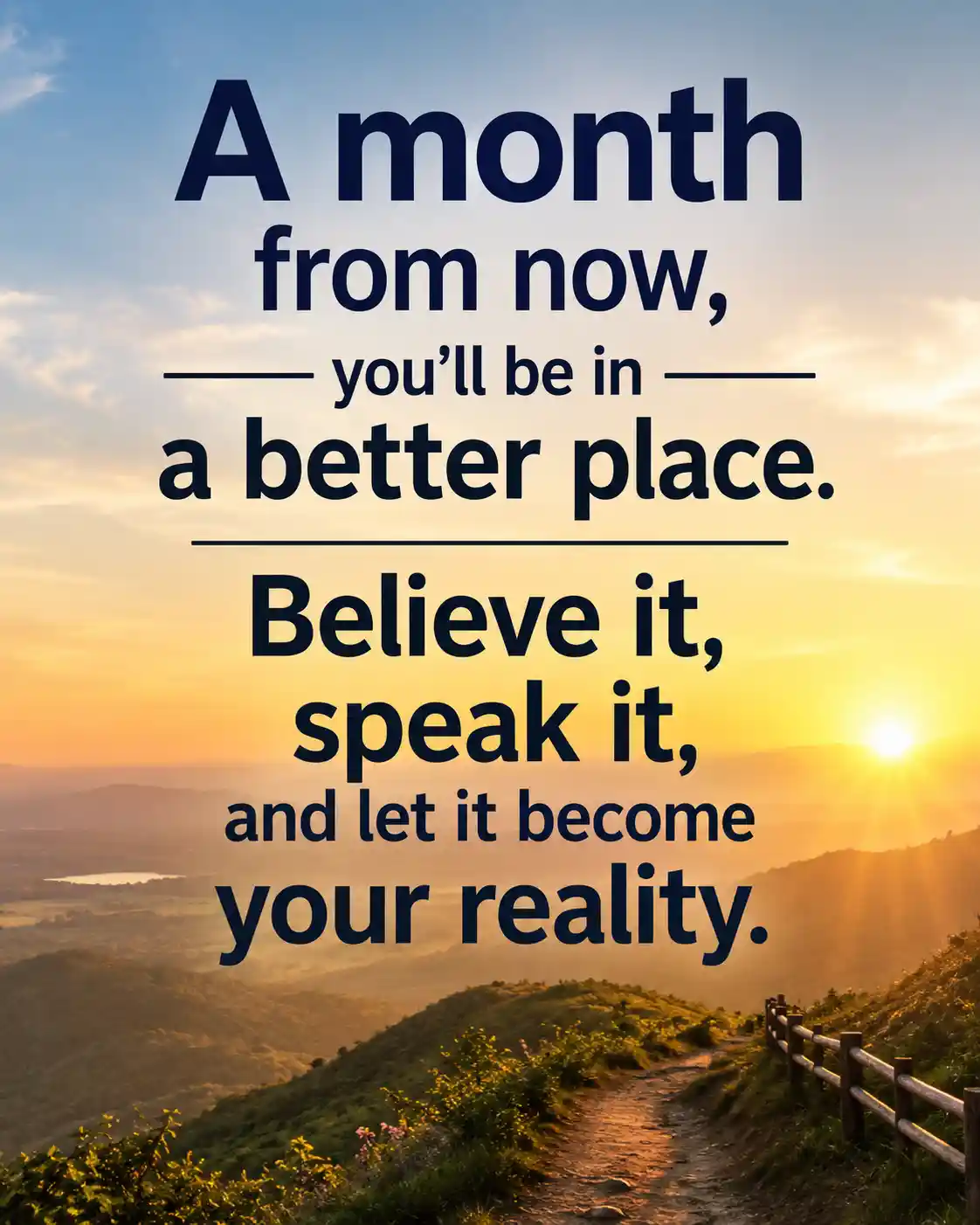A month from now, you'll be in a better place. Believe it, speak it, and let it become your reality