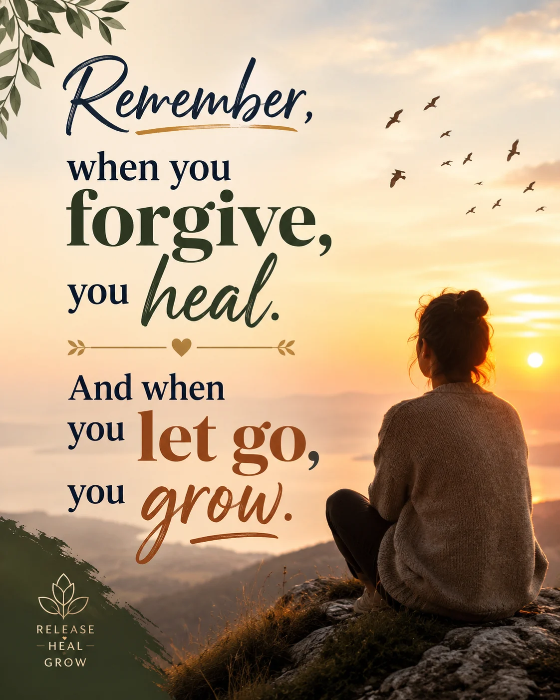 Remember when you forgive you heal and when you let go you grow