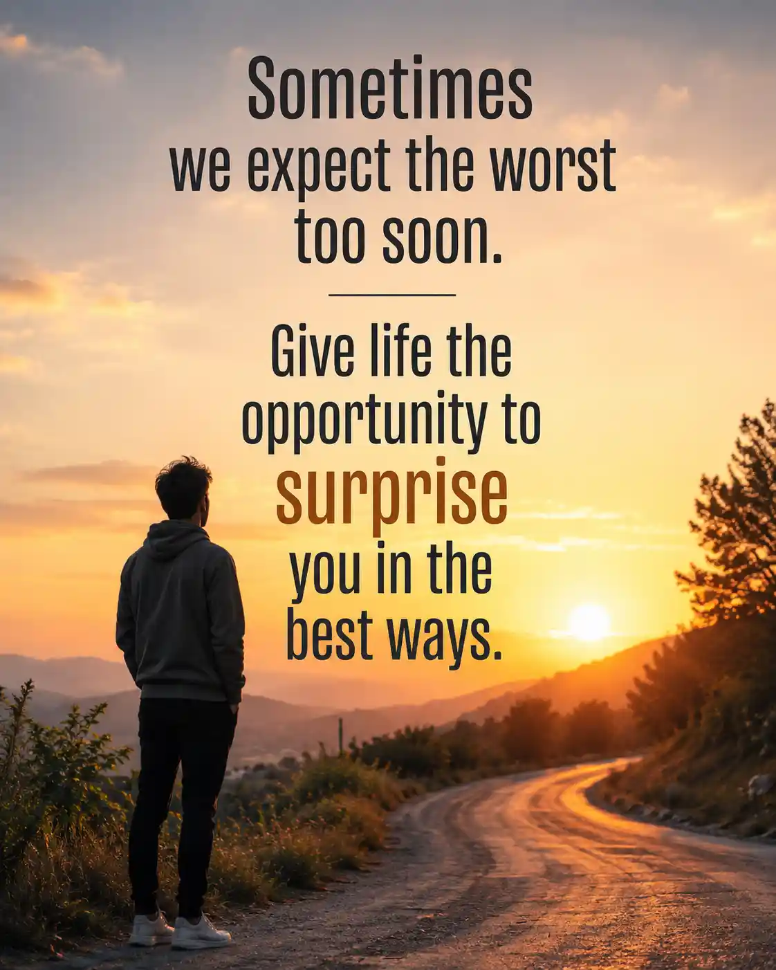 Sometimes we expect the worst too soon. Give life the opportunity to surprise you in the best ways