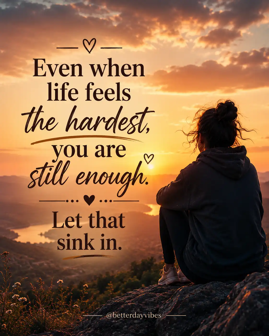 Even when life feels the hardest, you are still enough. Let that sink in.