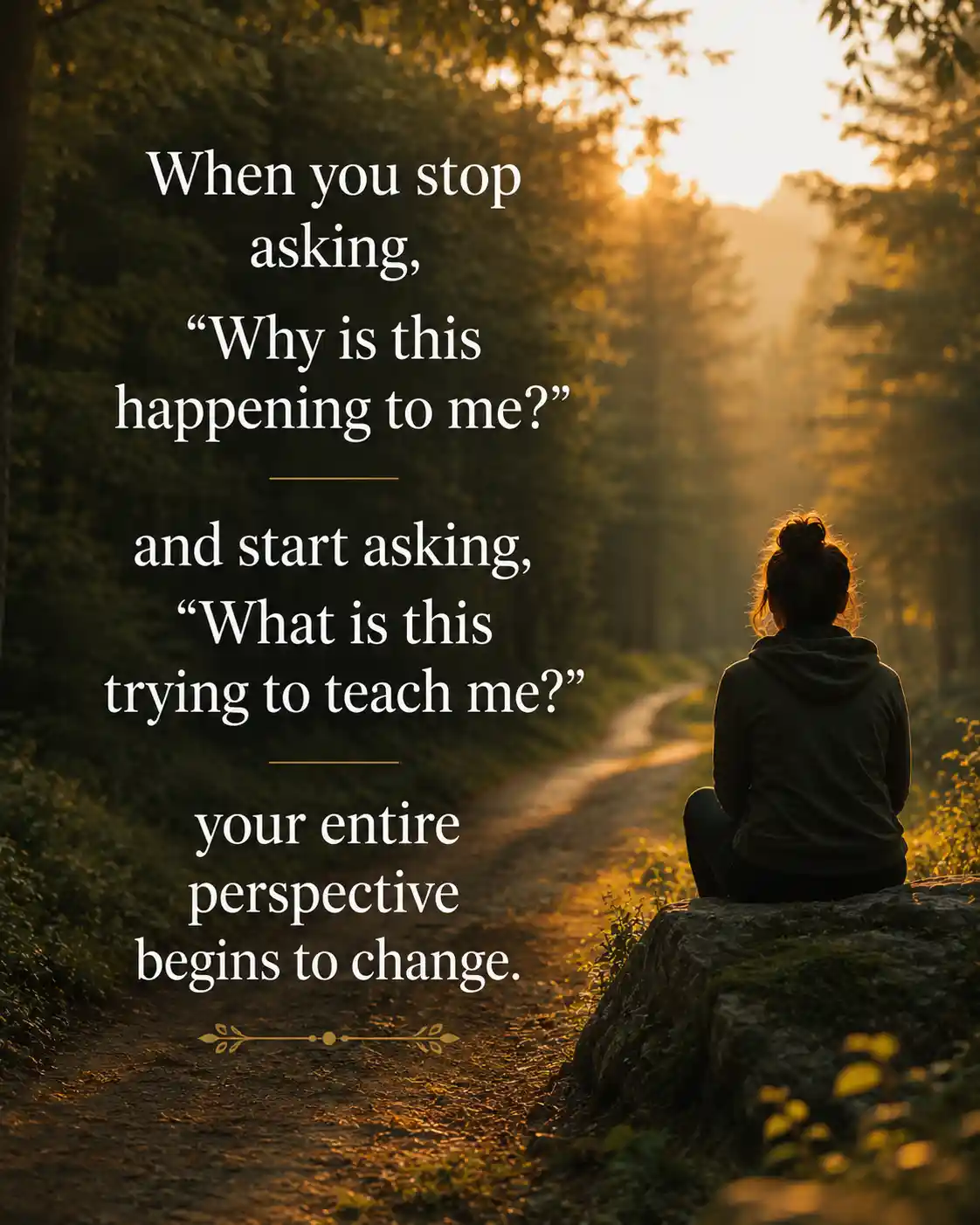 When you stop asking, “Why is this happening to me” and start asking, “What is this trying to teach me” your entire perspective begins to change
