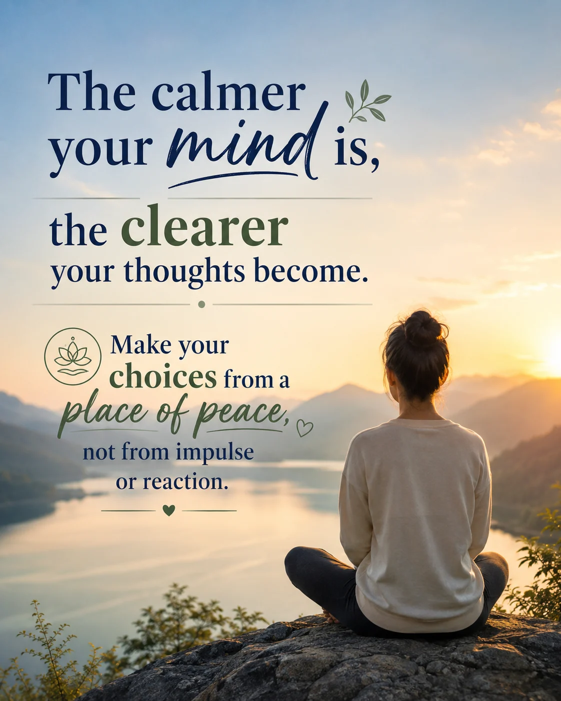 The calmer your mind is the clearer your thoughts become