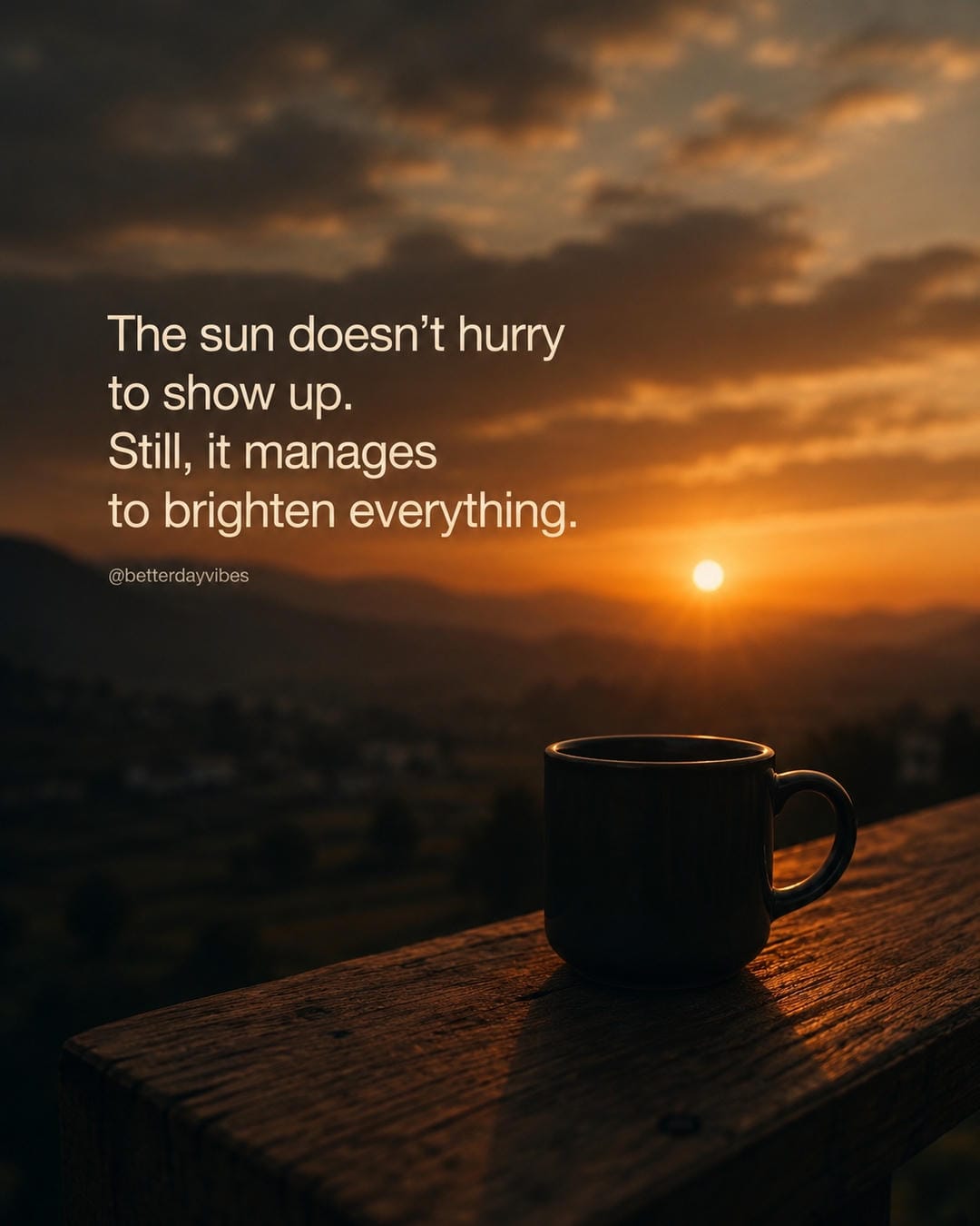 The sun doesn’t hurry to show up. Still, it manages to brighten everything