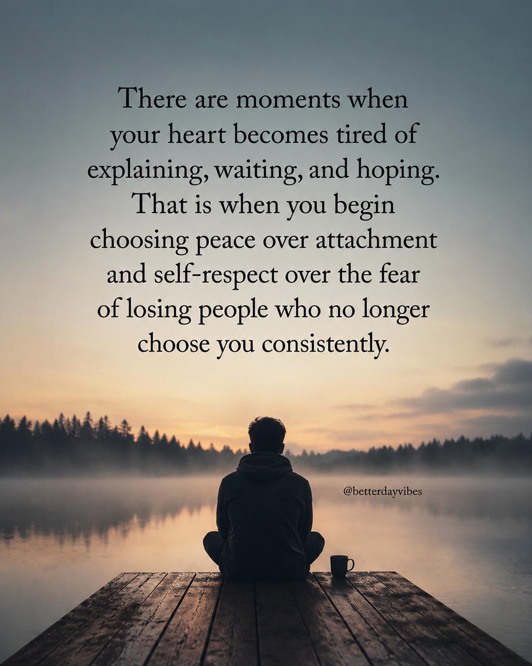There are moments when your heart becomes tired of explaining, waiting, and hoping. That is when you begin choosing peace over attachment and self-respect over the fear of losing people who no longer choose you