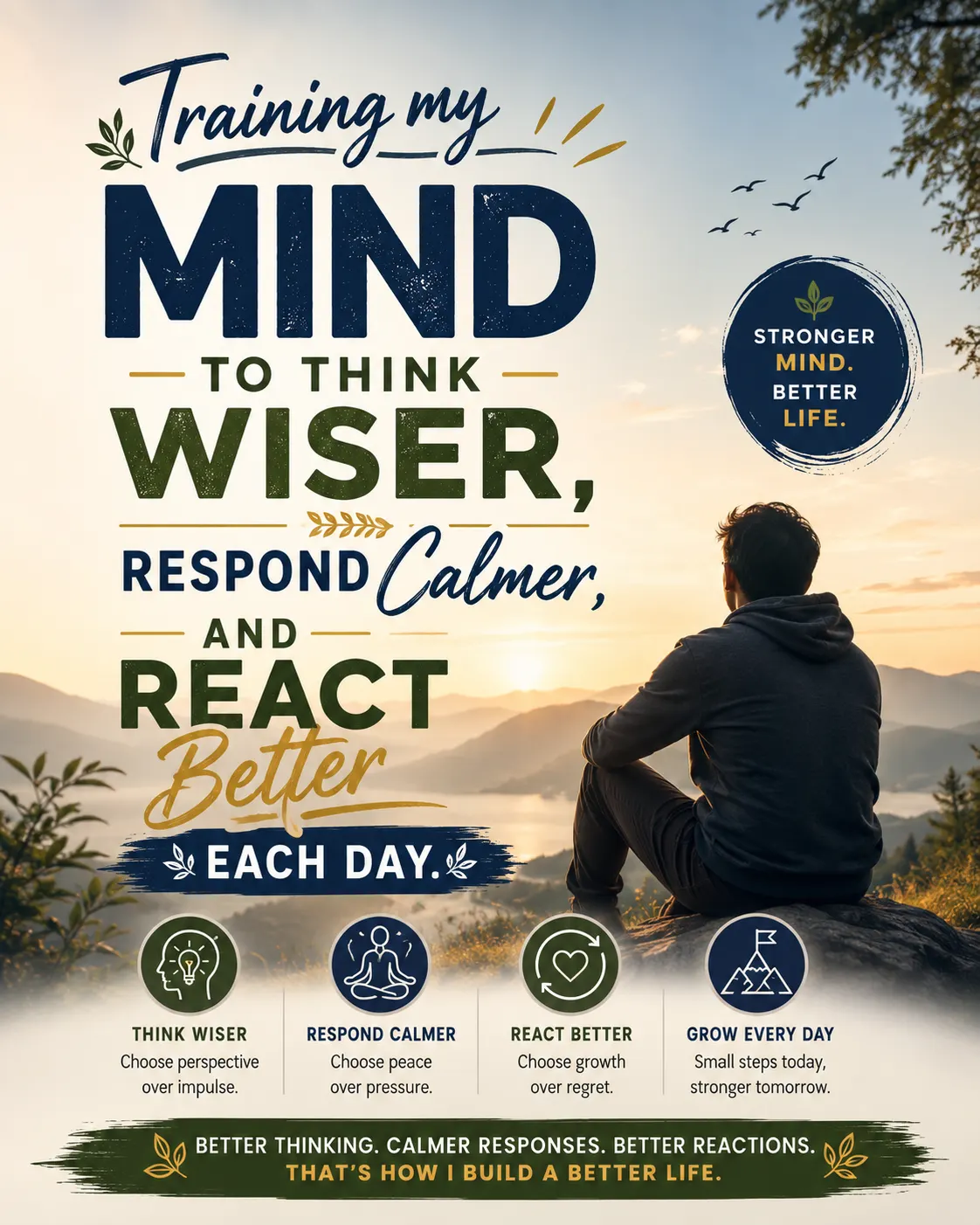 Training my mind to think wiser respond calmer and react better each day