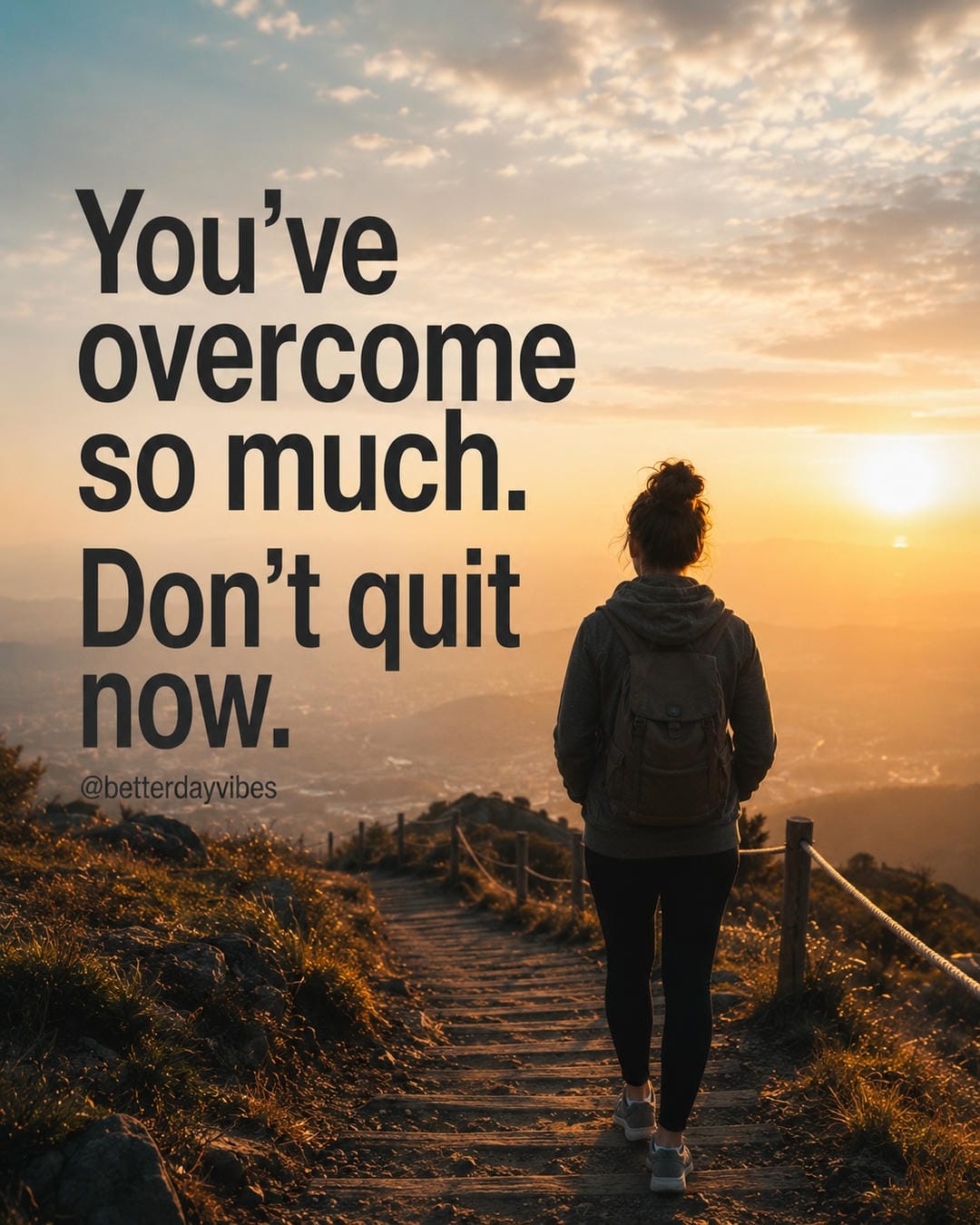 You've overcome so much. Don't quit now